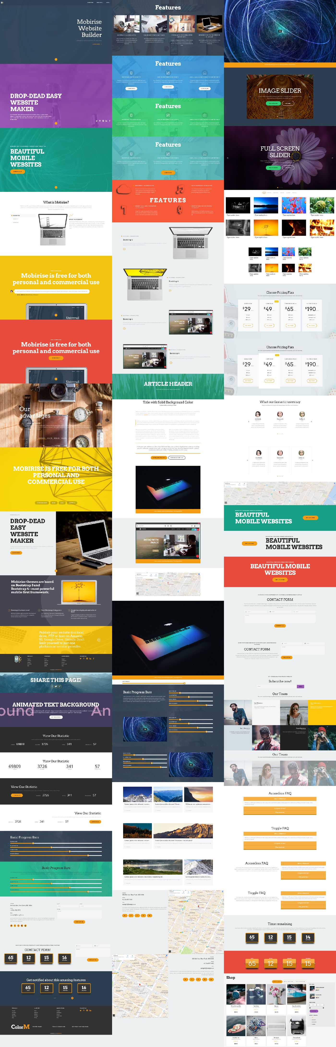 Image of all Blocks available in Bootstrap Responsive Template